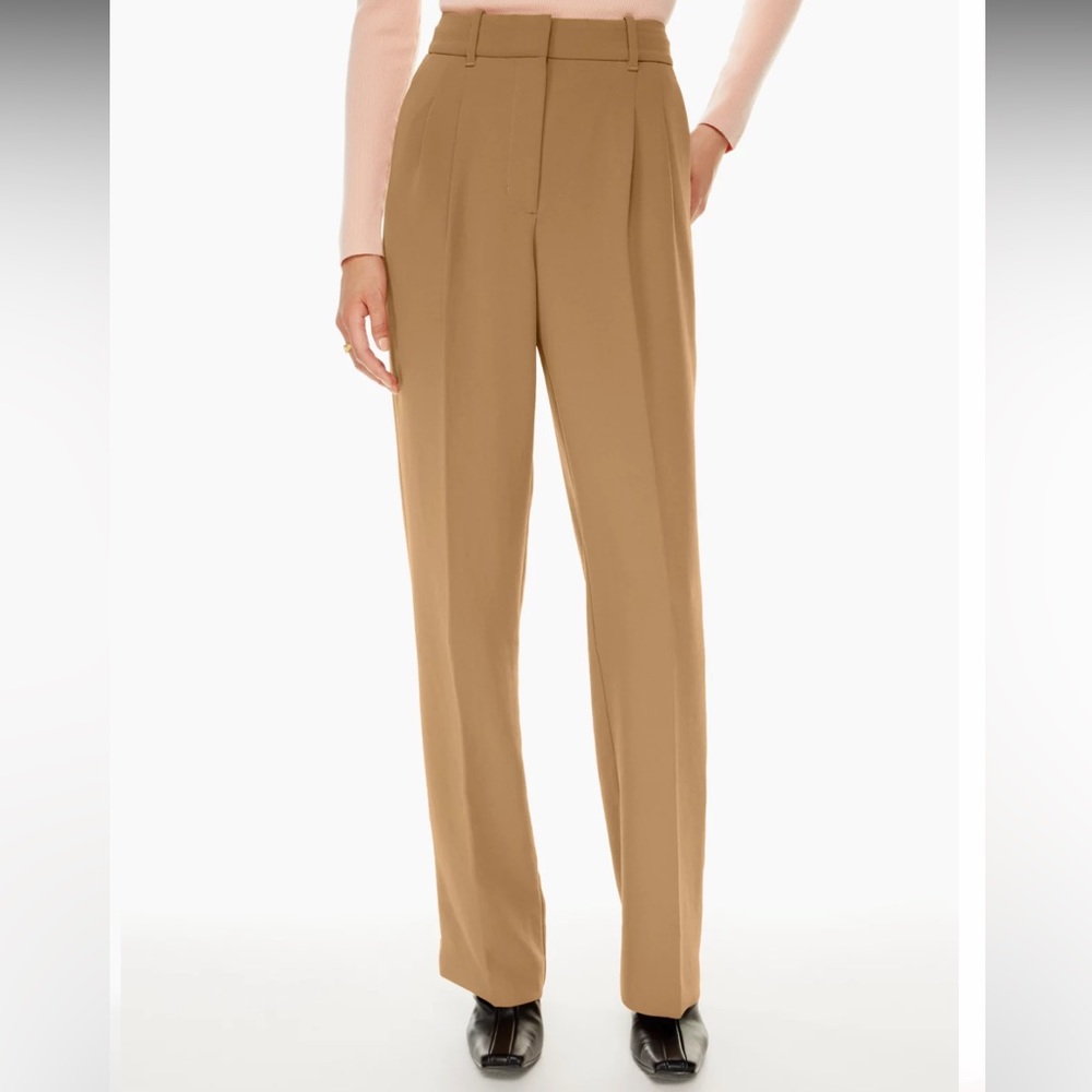 Aritzia Camel/Tan High-Waist Wide-Leg Trousers